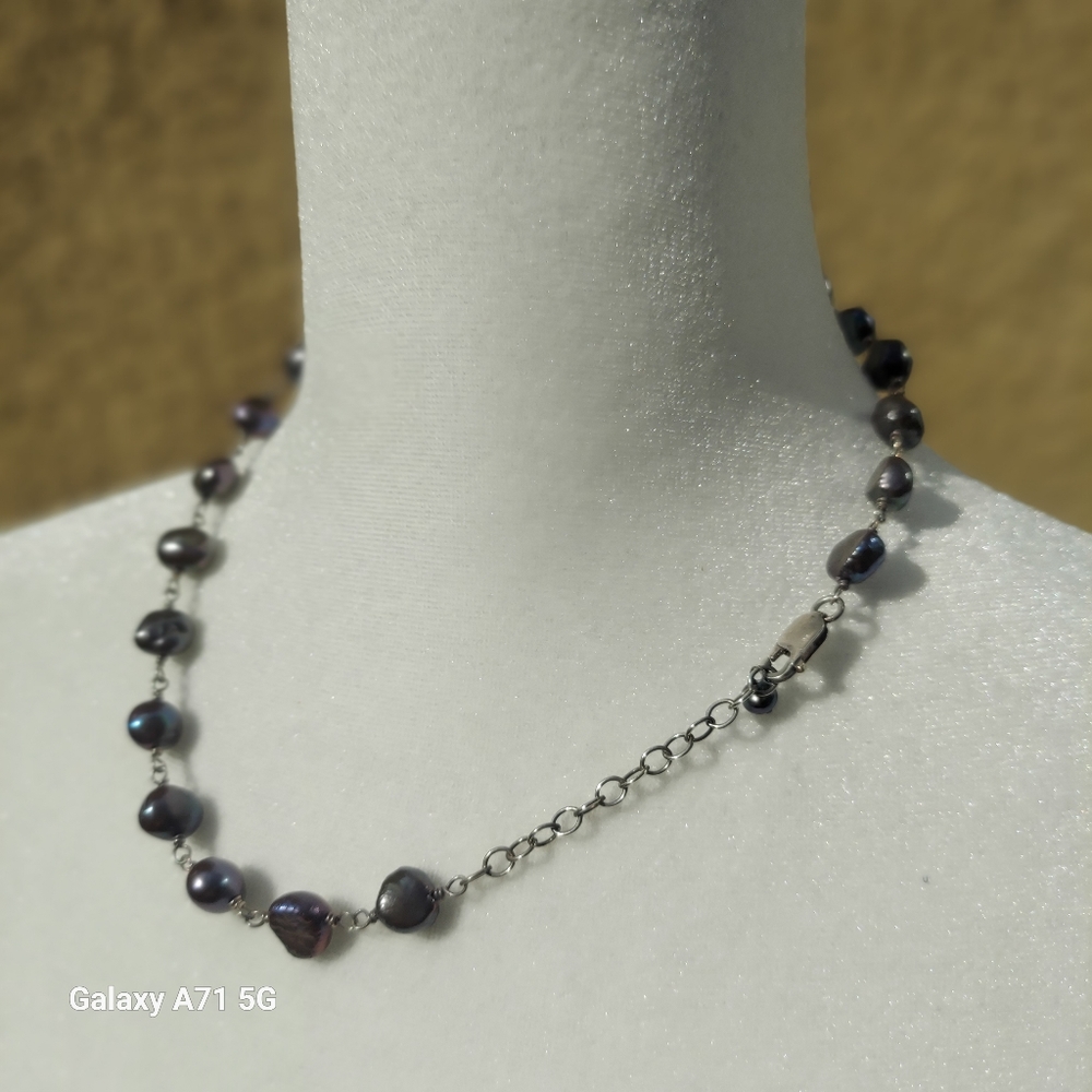 Silpada Iridescent Gray Freshwater Pearl  Necklace 925 Silver - Picture 8 of 10